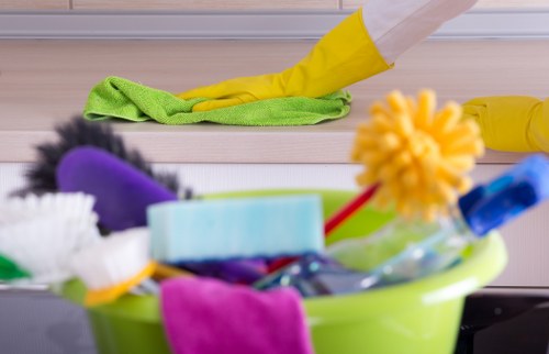 End of tenancy cleaning team working in a central London apartment