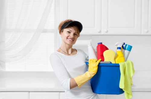 Professional cleaners maintaining a workspace near Baker Street