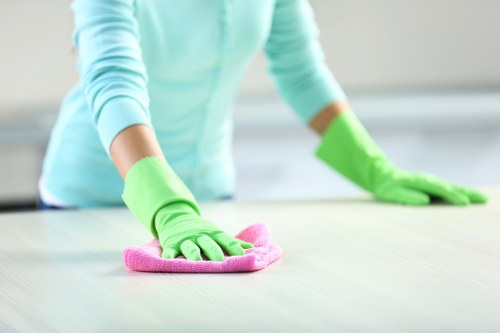 Domestic cleaner working in a Marylebone kitchen and living space